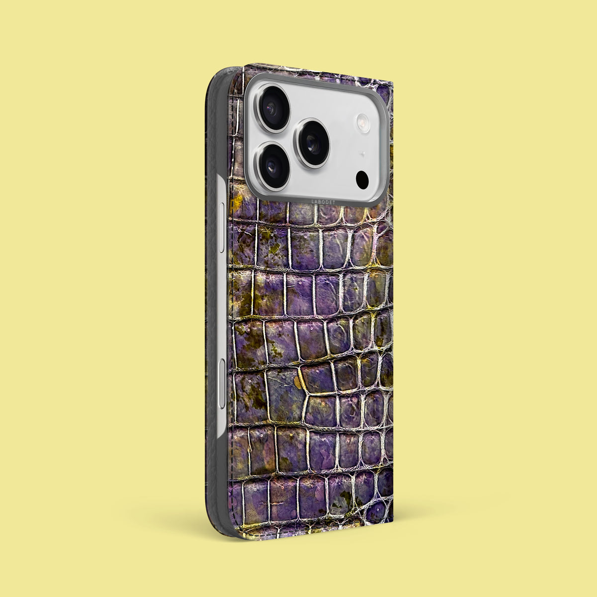 Fluorite iPhone 17 Pro Max Folio Case 1/1 Alligator with Steel Metal -1 | Fluorite-Steel