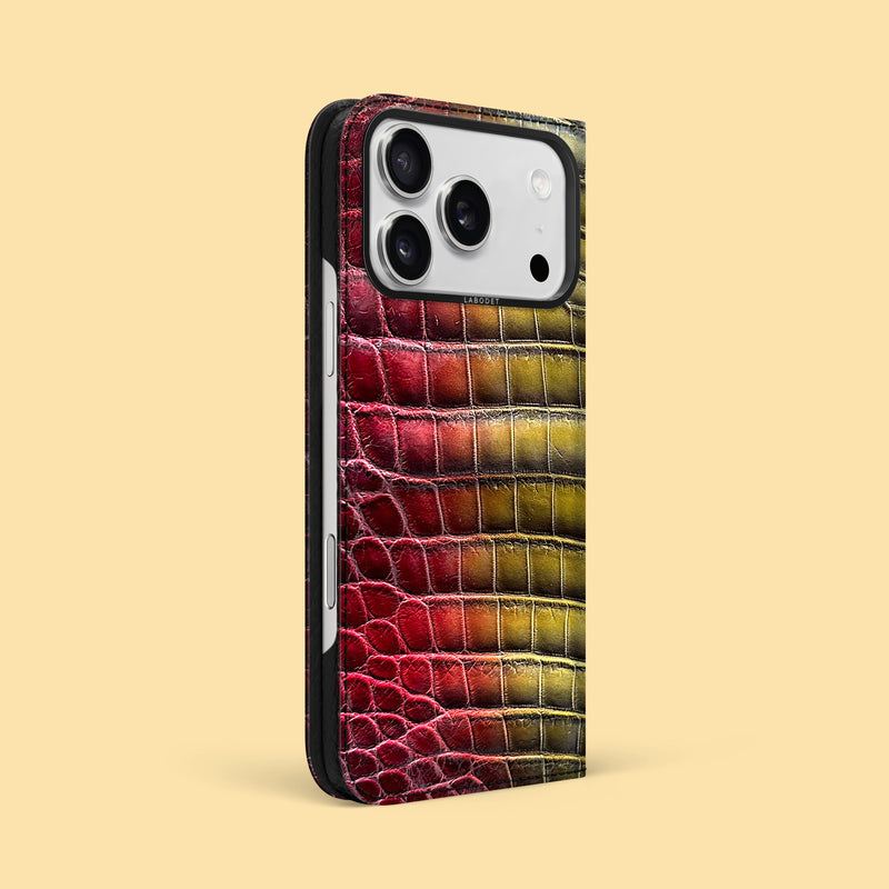 iPhone 17 Pro Max Folio Case 1/1  Sunset Alligator with Black Metal -1 | Sunset-Black