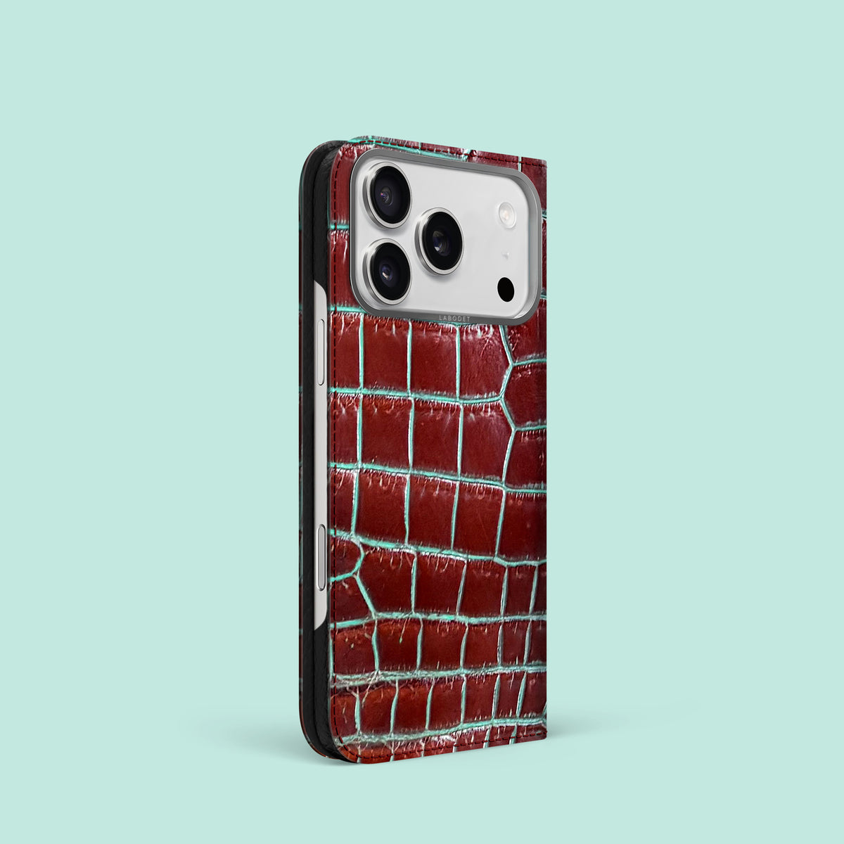Clay Court iPhone 17 Pro Folio Case 1/1 Alligator with Steel Metal -1 | Clay-Court-Steel