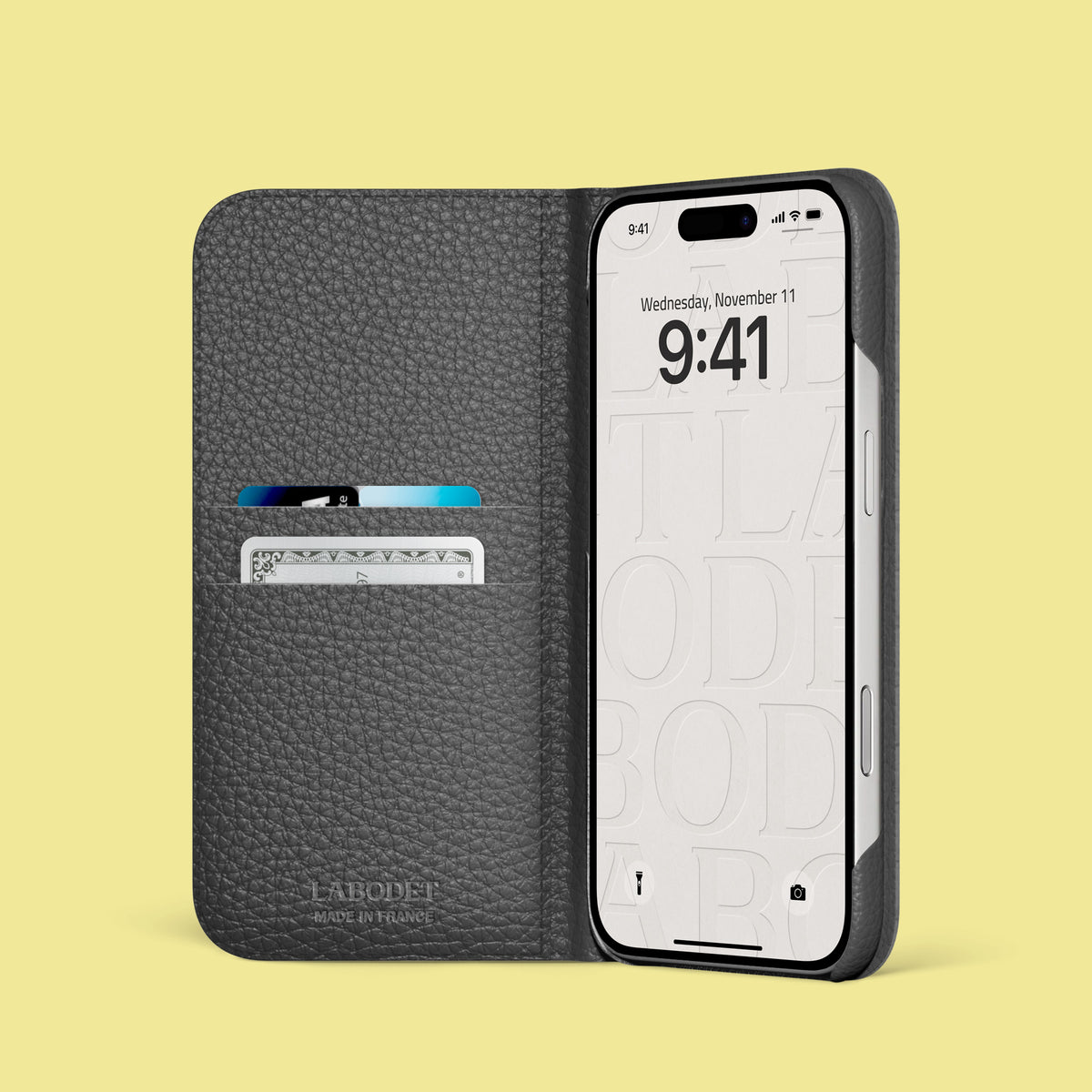 Fluorite iPhone 17 Pro Folio Case 1/1 Alligator with Black Metal -2 | Fluorite-Black