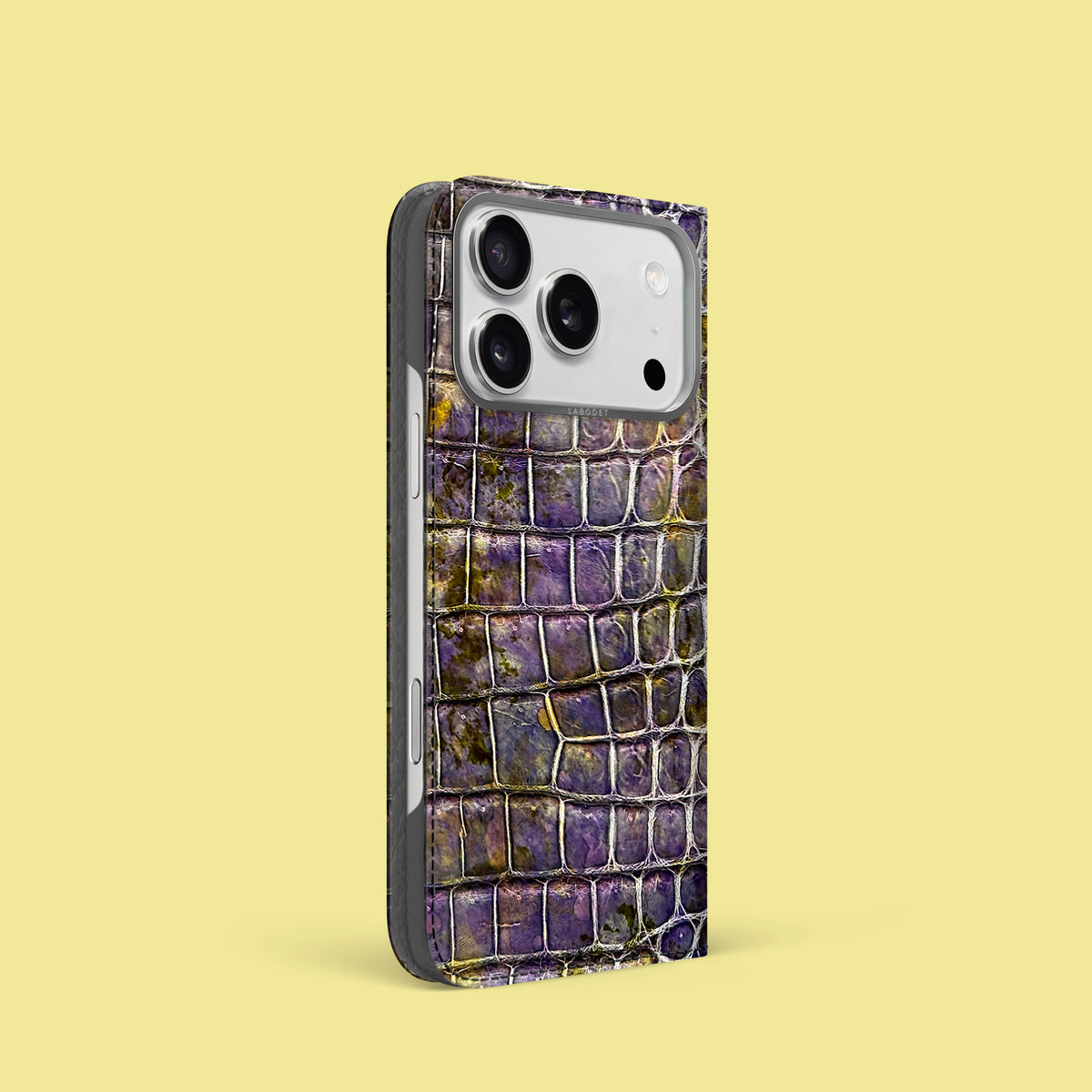 Fluorite iPhone 17 Pro Folio Case 1/1 Alligator with Steel Metal -1 | Fluorite-Steel