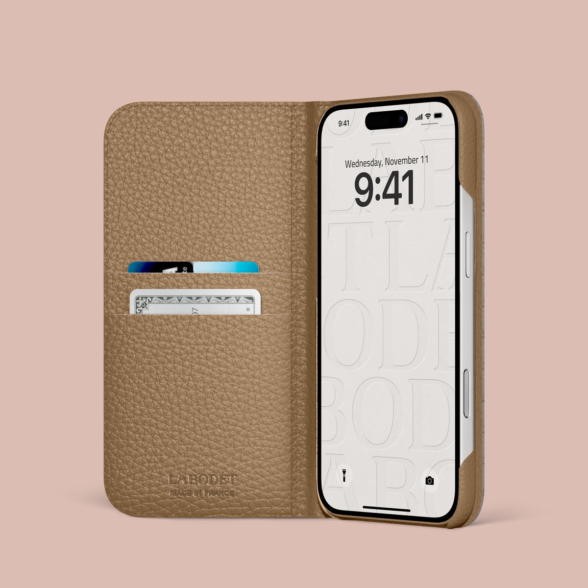 African Folio Card Case 1/1 For iPhone 17 Pro In Himalayan Crocodile with Black Metal -2 | African-Black