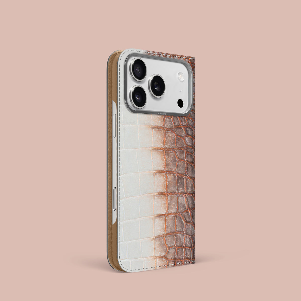 African Folio Card Case 1/1 For iPhone 17 Pro In Himalayan Crocodile with Steel Metal -1 | African-Steel
