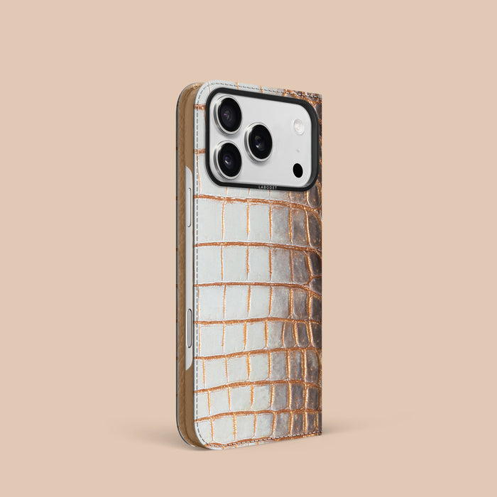iPhone 17 Pro Folio Case 1/1 Aztec Himalayan Crocodile with Black Metal -1 | Aztec-Black