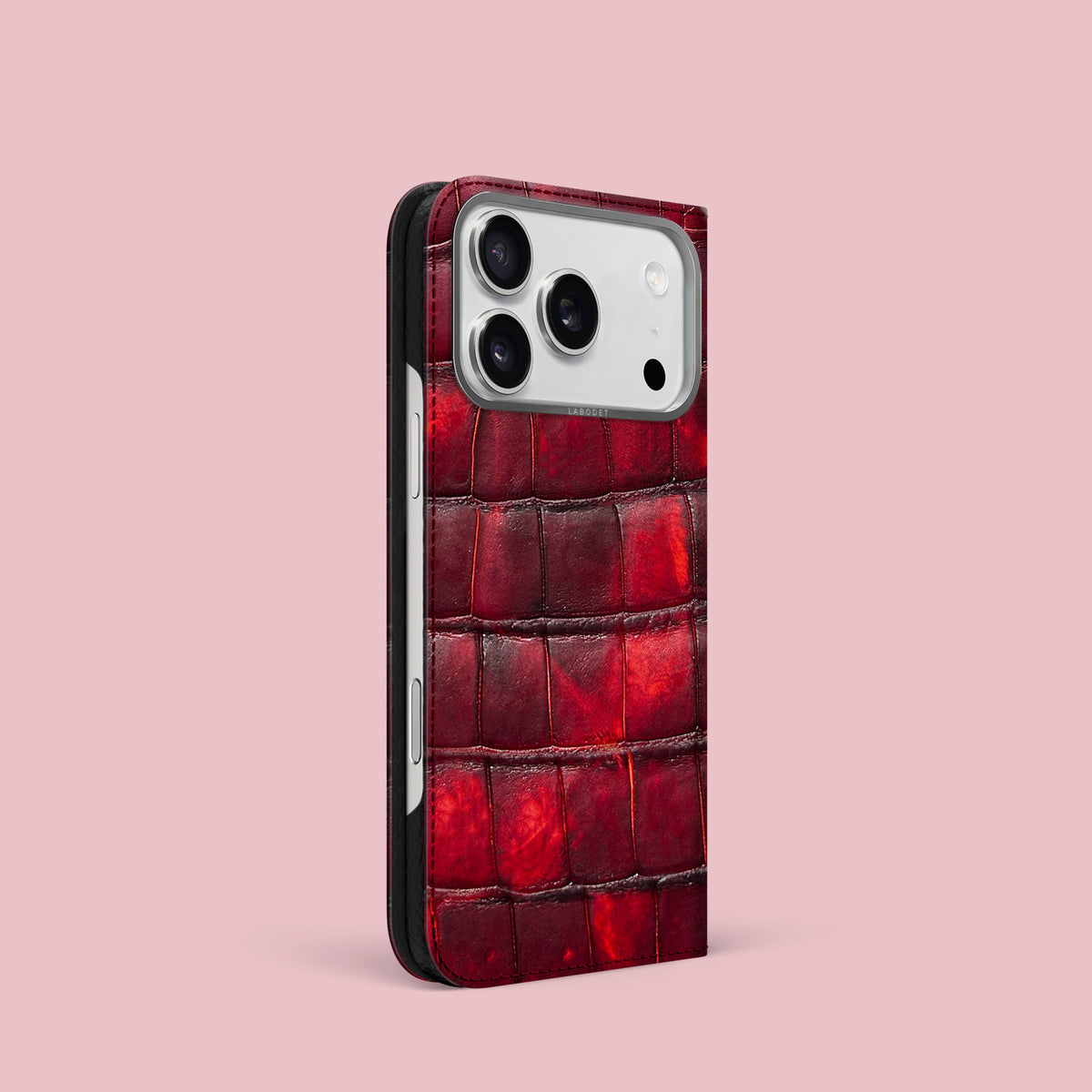Vesuvio iPhone 17 Pro Folio Case 1/1 Alligator with Steel Metal -1 | Vesuvio-Steel