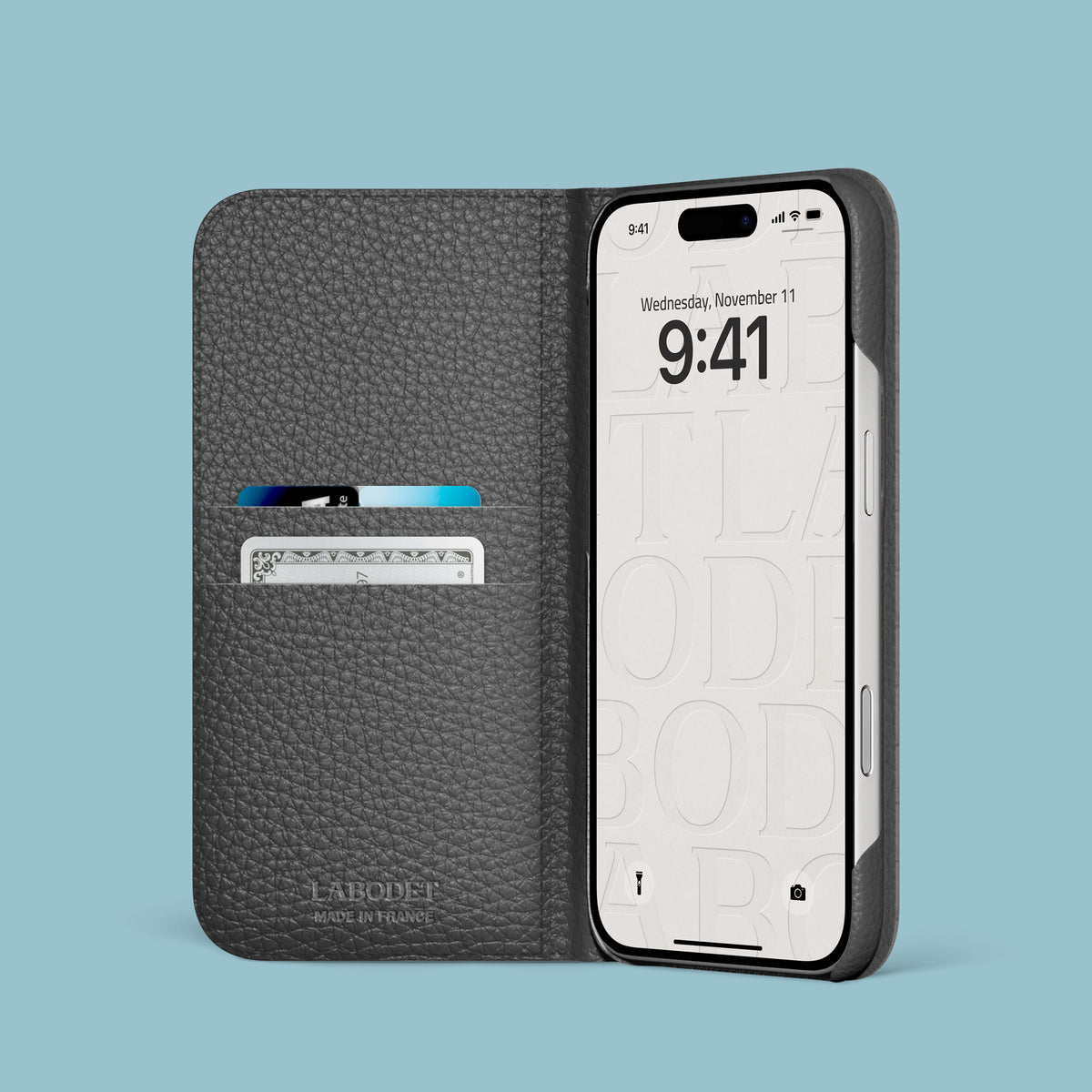 Turquoise-Lagoon iPhone 18 Pro Max Folio Case 1/1 Alligator with Black Metal -2 | Turquoise-Lagoon-Black