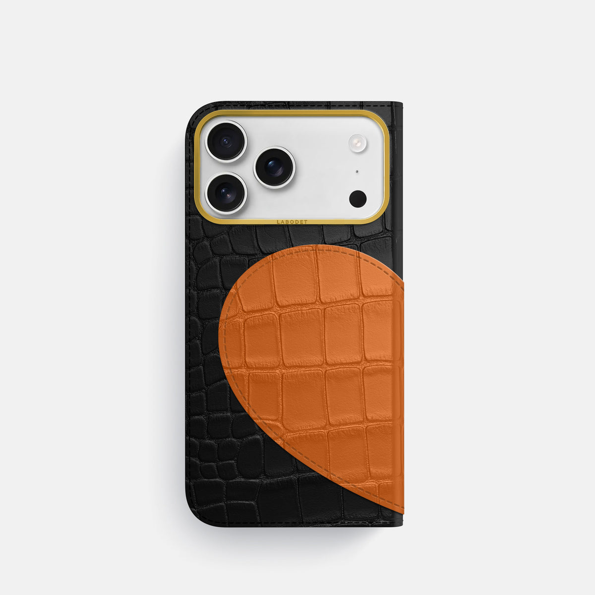 Folio Case With Heart For iPhone 17 Pro In Alligator -3 | Black-Gold