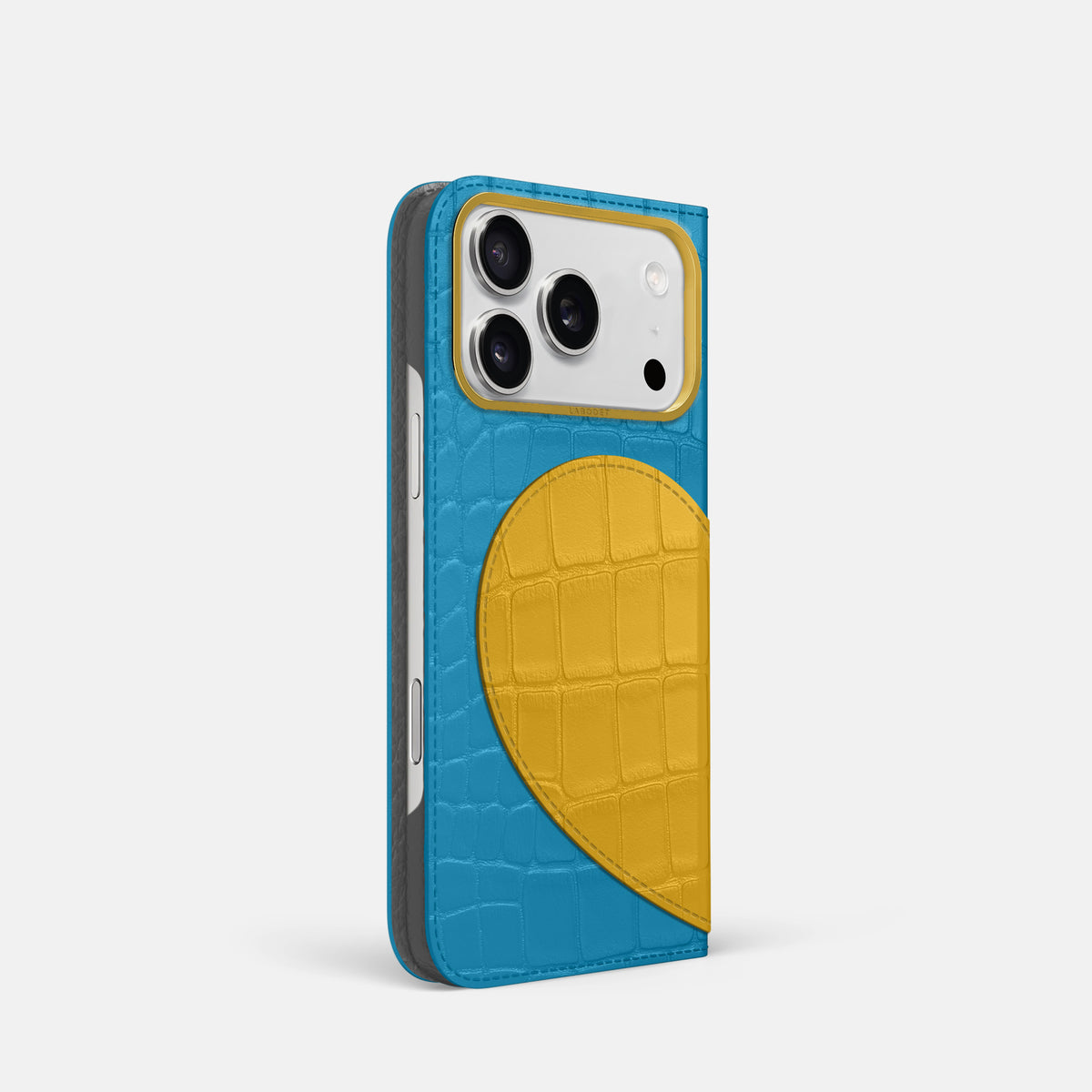 Folio Case With Heart For iPhone 17 Pro In Alligator -1 | Curaçao-Blue-Gold