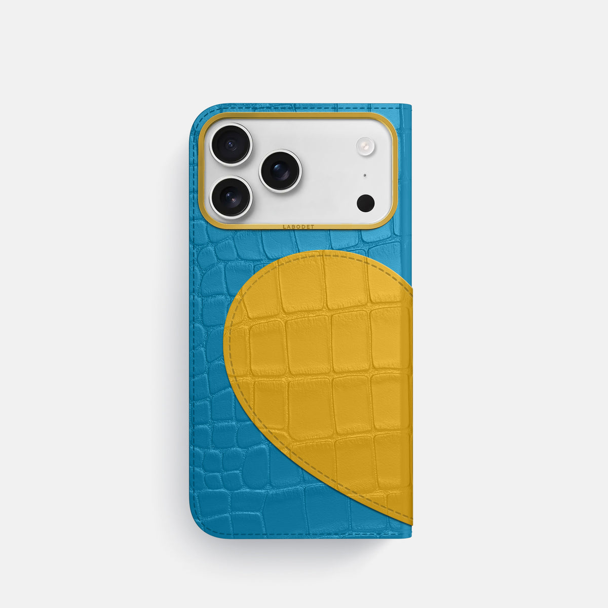Folio Case With Heart For iPhone 17 Pro In Alligator -3 | Curaçao-Blue-Gold