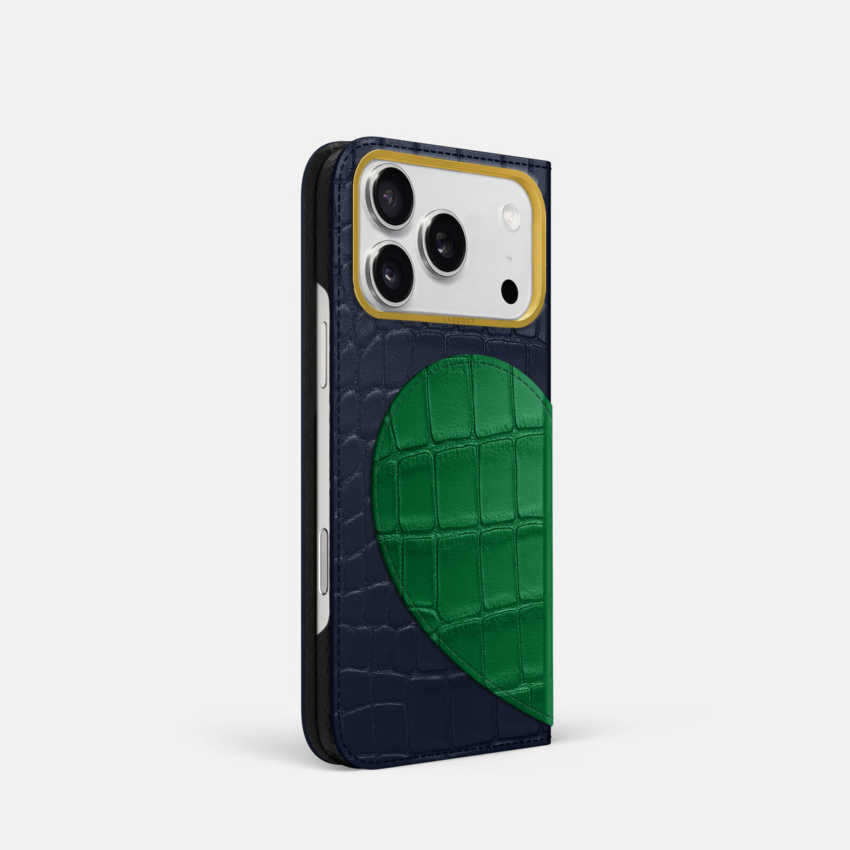 Folio Case With Heart For iPhone 17 Pro In Alligator -1 | Navy-Blue-Gold