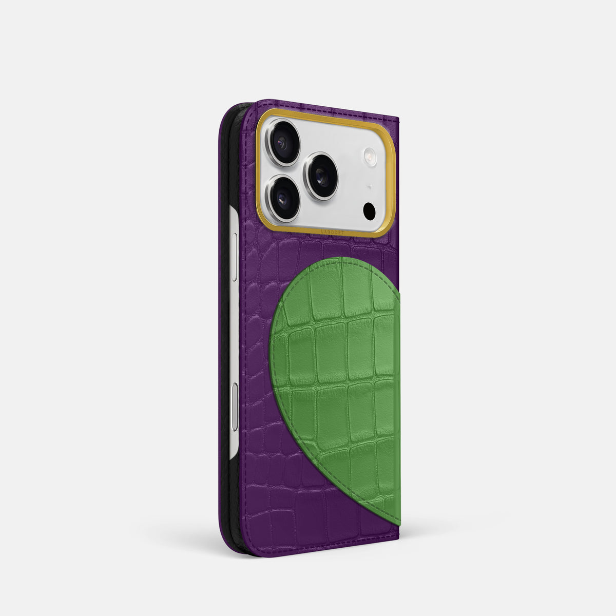 Folio Case With Heart For iPhone 17 Pro In Alligator -1 | Purple-Gold