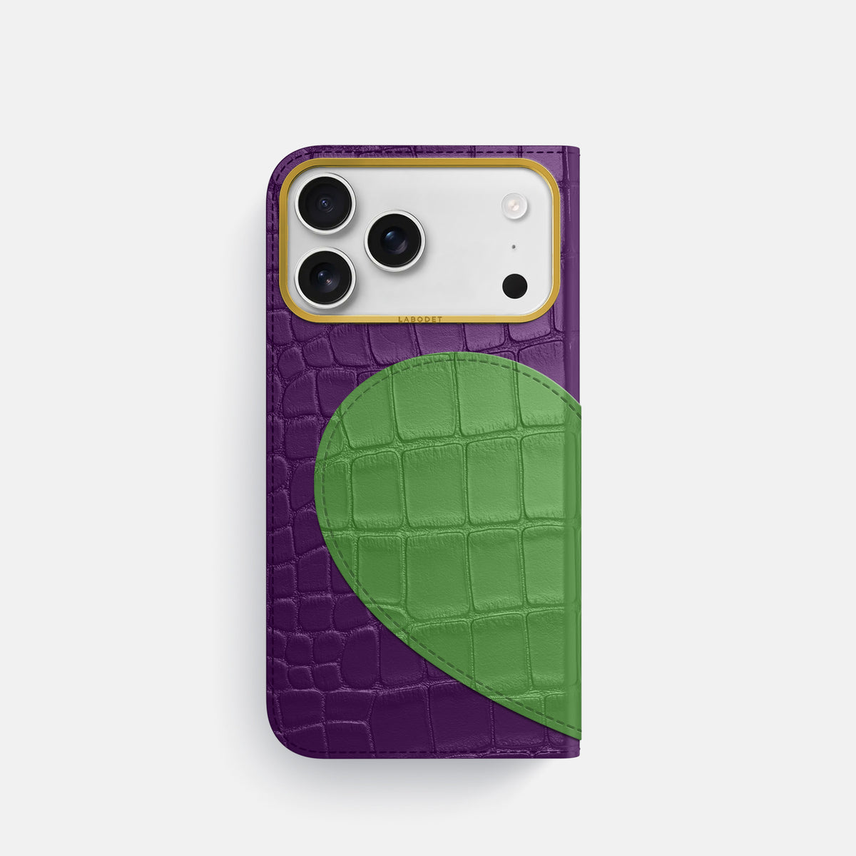 Folio Case With Heart For iPhone 17 Pro In Alligator -3 | Purple-Gold