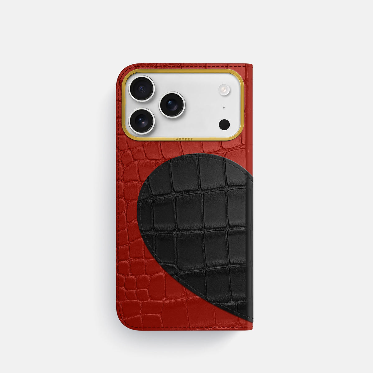 Folio Case With Heart For iPhone 17 Pro In Alligator -3 | Red-Gold