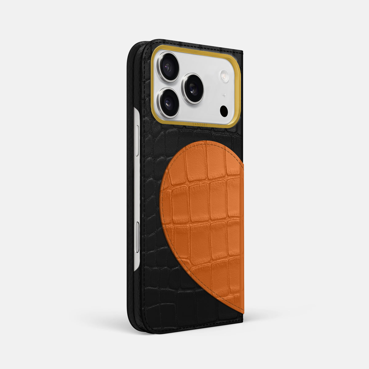 Folio Case With Heart For iPhone 17 Pro Max In Alligator -1 | Black-Gold