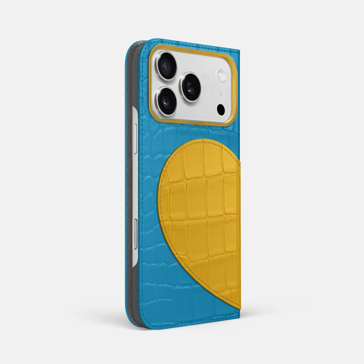 Folio Case With Heart For iPhone 17 Pro Max In Alligator -1 | Curaçao-Blue-Gold