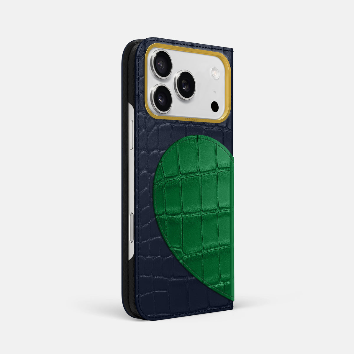Folio Case With Heart For iPhone 17 Pro Max In Alligator -1 | Navy-Blue-Gold