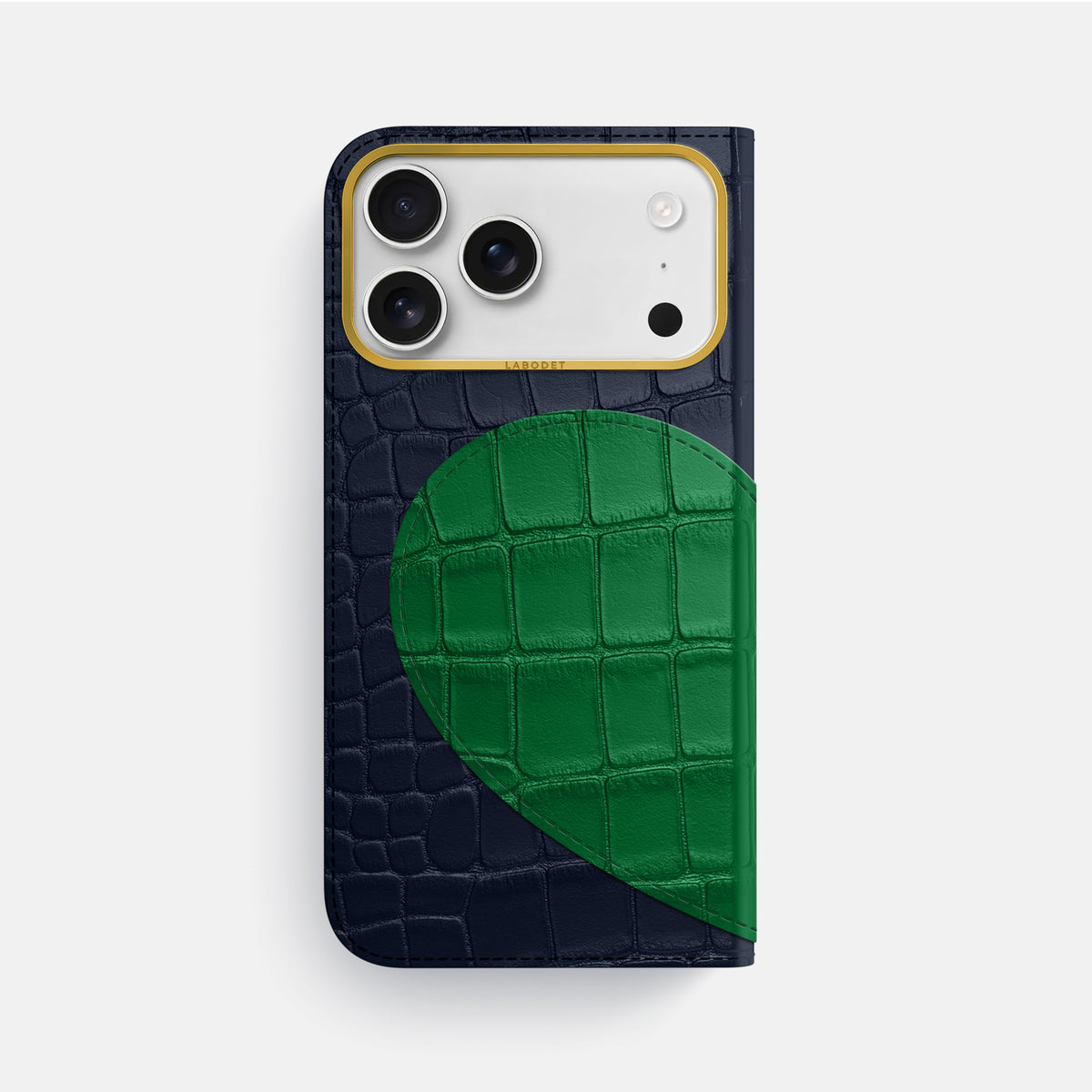 Folio Case With Heart For iPhone 17 Pro Max In Alligator -3 | Navy-Blue-Gold