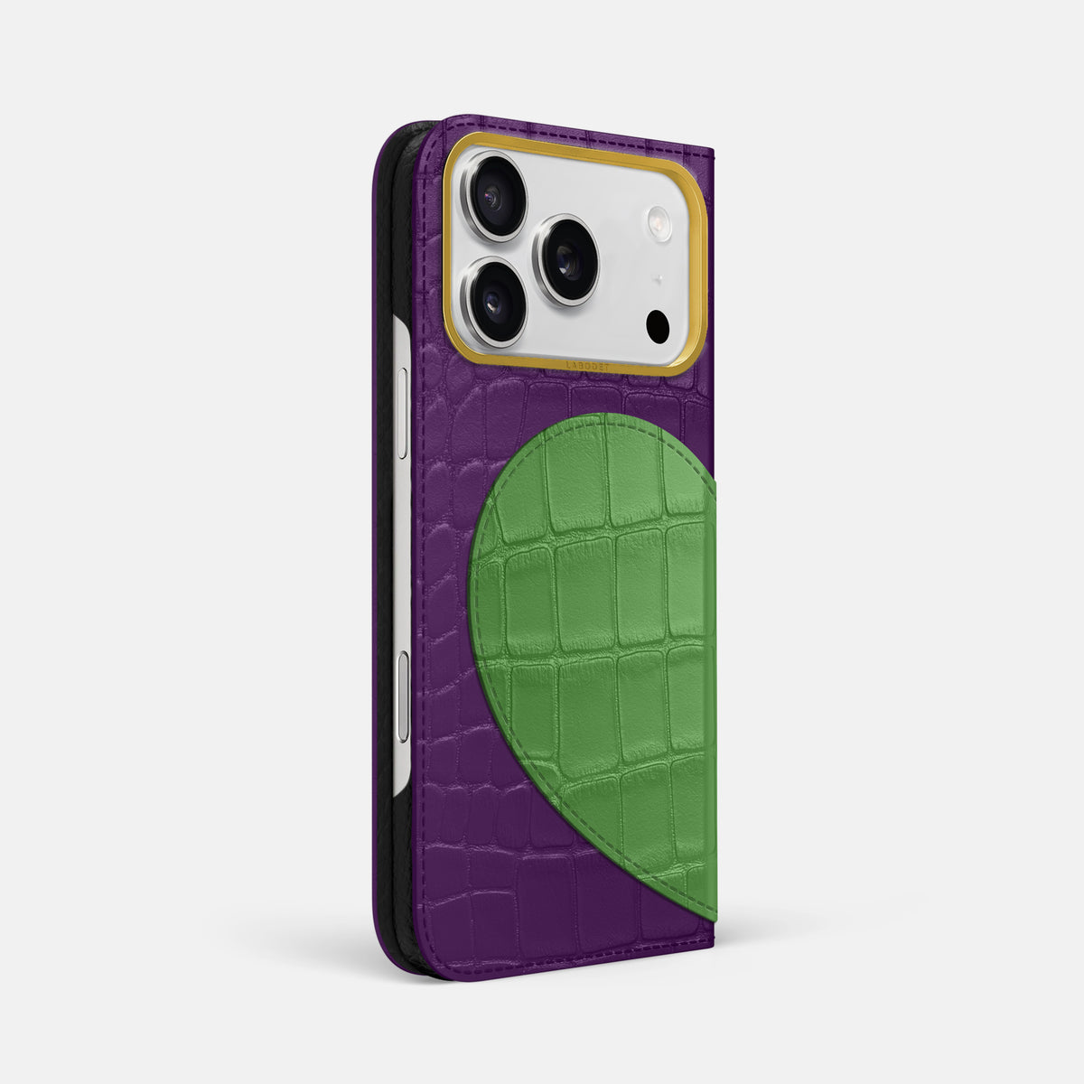 Folio Case With Heart For iPhone 17 Pro Max In Alligator -1 | Purple-Gold