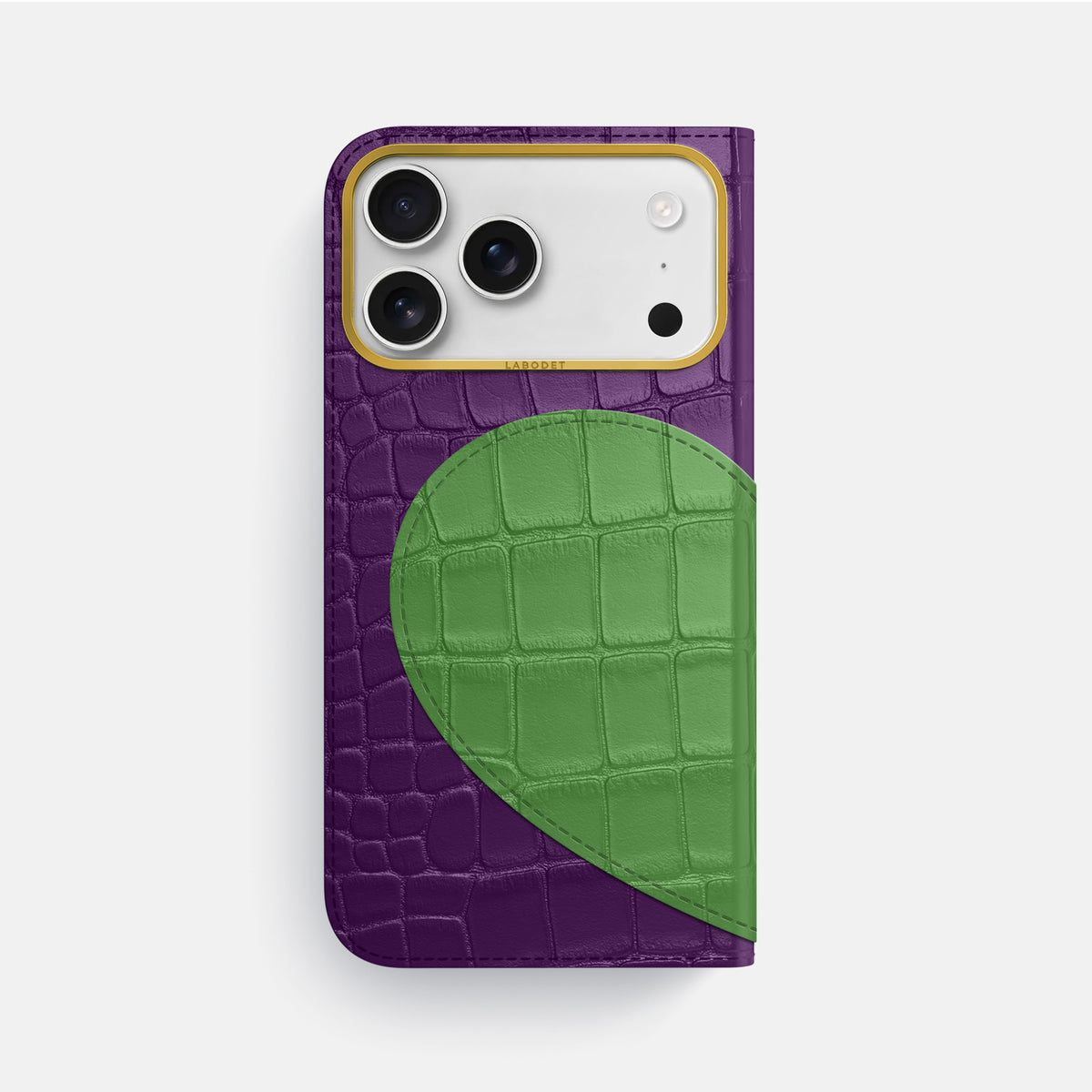 Folio Case With Heart For iPhone 17 Pro Max In Alligator -3 | Purple-Gold
