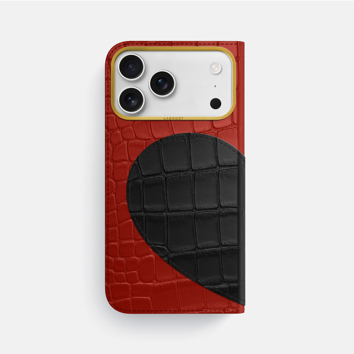 Folio Case With Heart For iPhone 17 Pro Max In Alligator -3 | Red-Gold