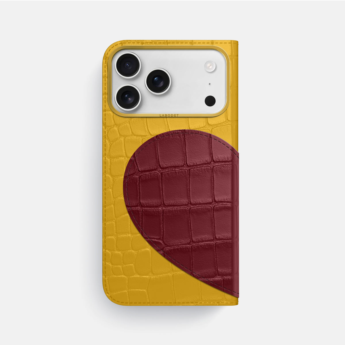Folio Case With Heart For iPhone 17 Pro Max In Alligator -3 | Yellow-Gold