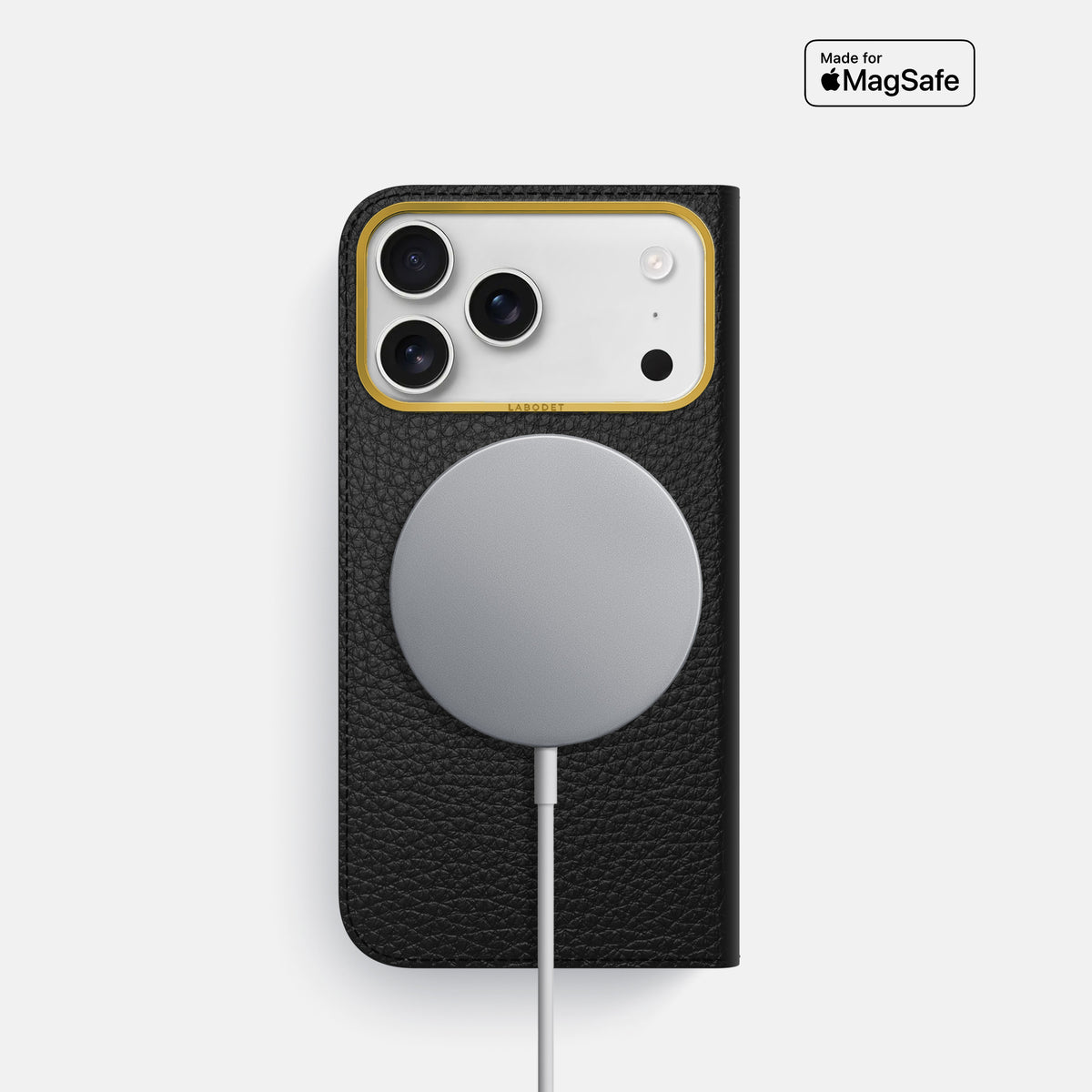 Folio Case For iPhone 17 Pro In Calf -3 | Black-Gold