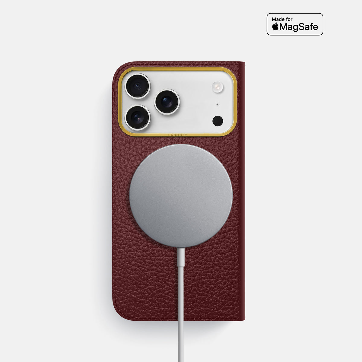 Folio Case For iPhone 17 Pro In Calf -3 | Bordeaux-Gold