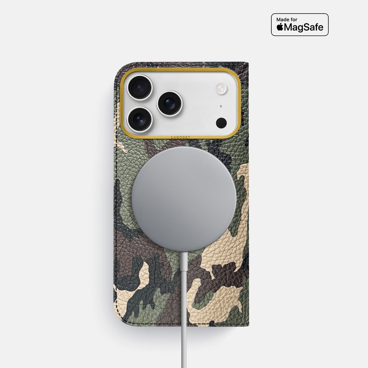 Folio Case For iPhone 17 Pro In Calf -3 | Camouflage-Gold