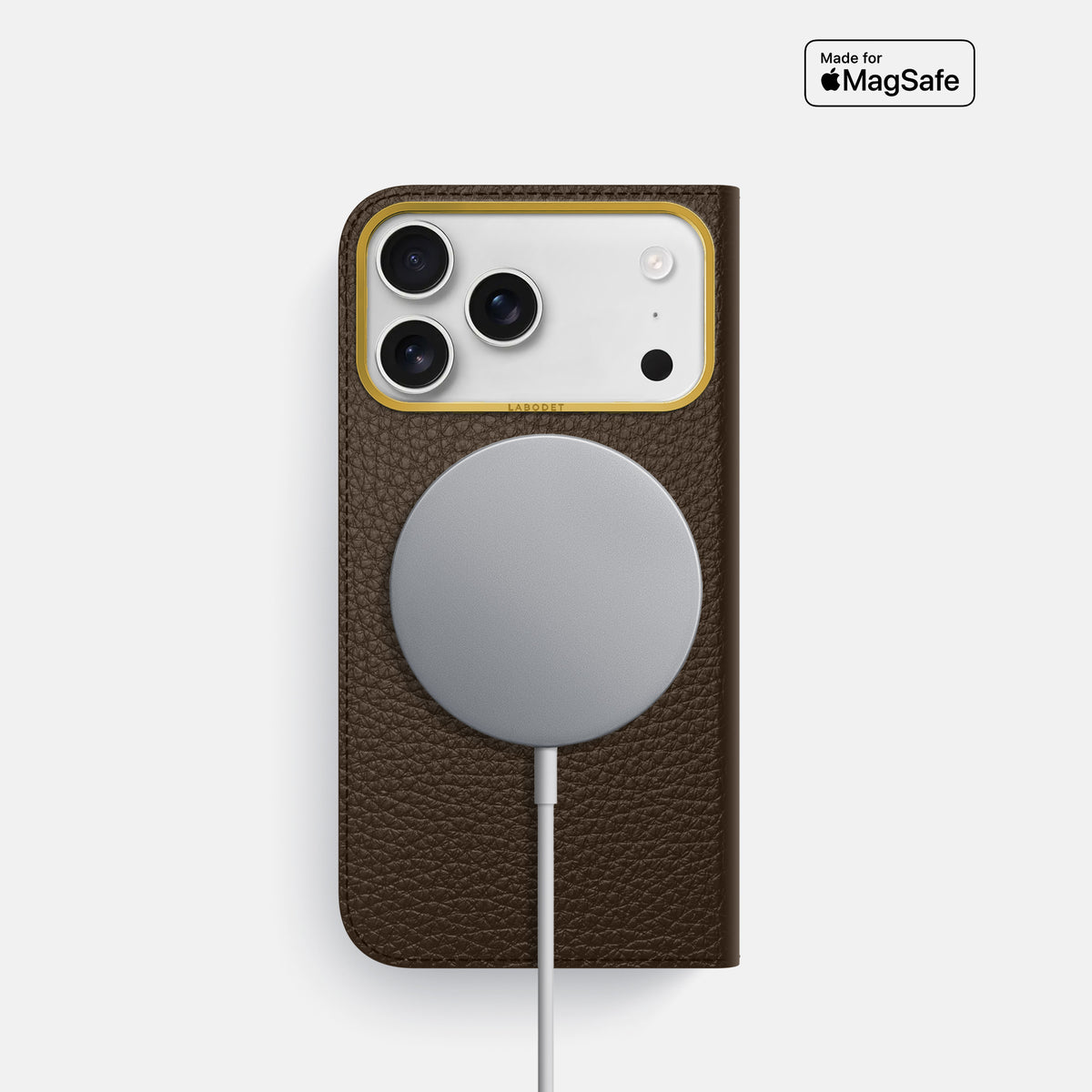 Folio Case For iPhone 17 Pro In Calf -3 | Dark-Brown-Gold