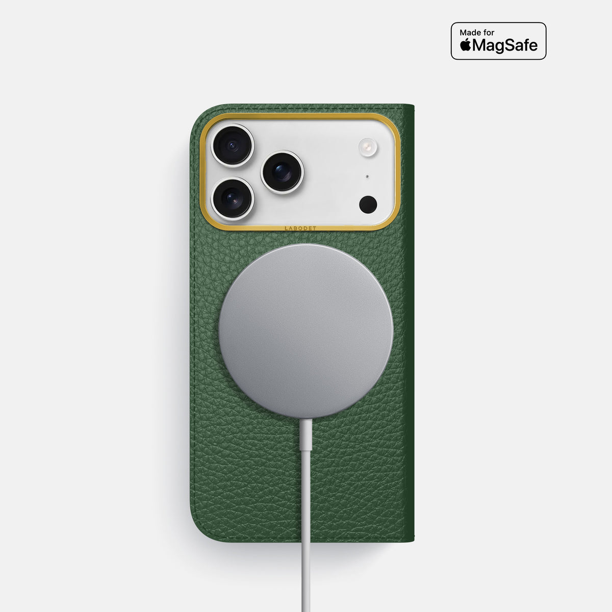 Folio Case For iPhone 17 Pro In Calf -3 | Dark-Green-Gold