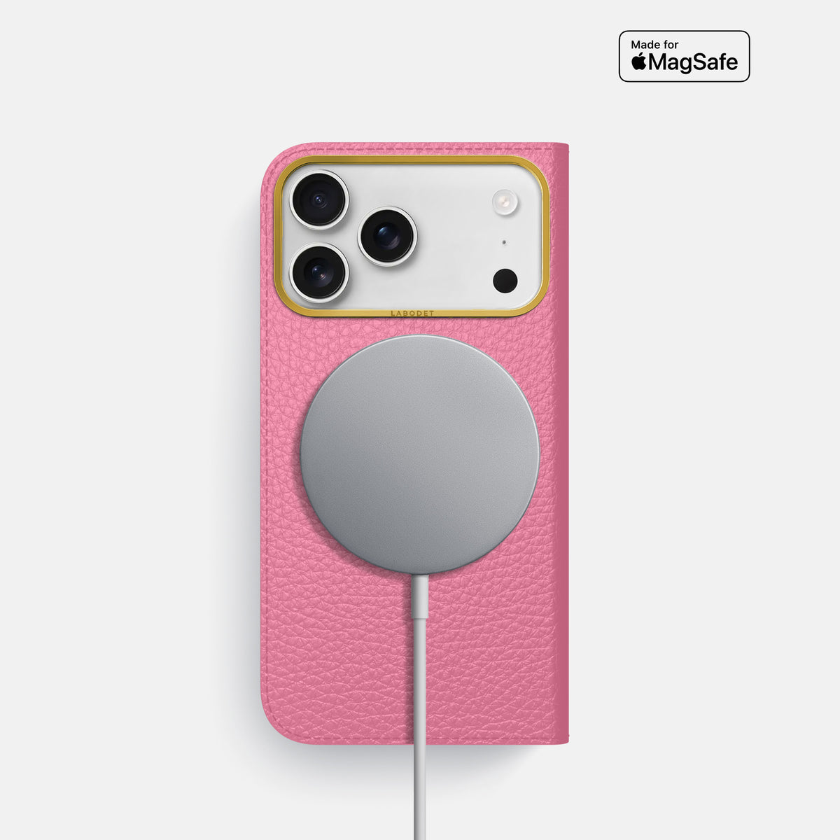 Folio Case For iPhone 17 Pro In Calf -3 | Pink-Gold