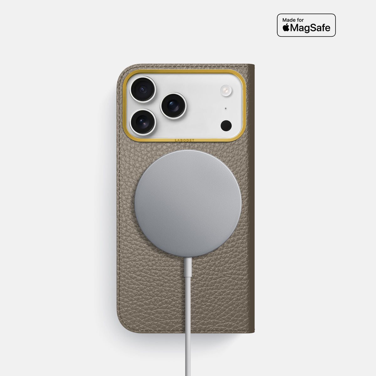 Folio Case For iPhone 17 Pro In Calf -3 | Taupe-Gold