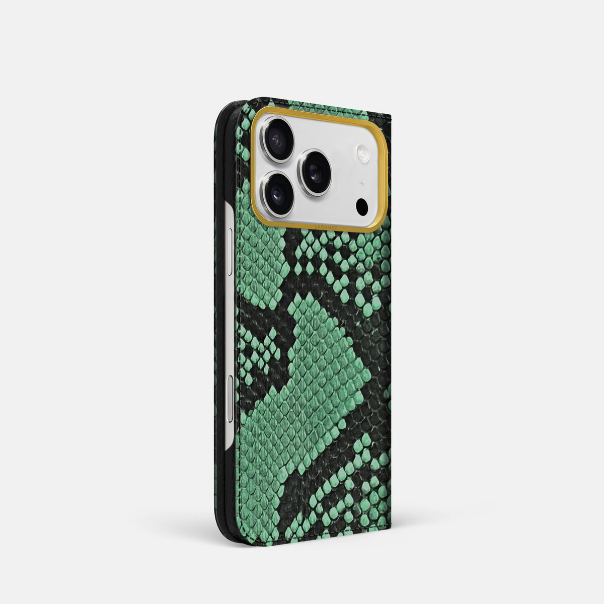 Folio Case For iPhone 17 Pro In Deluxe Python -1 | Forest-Green-Gold