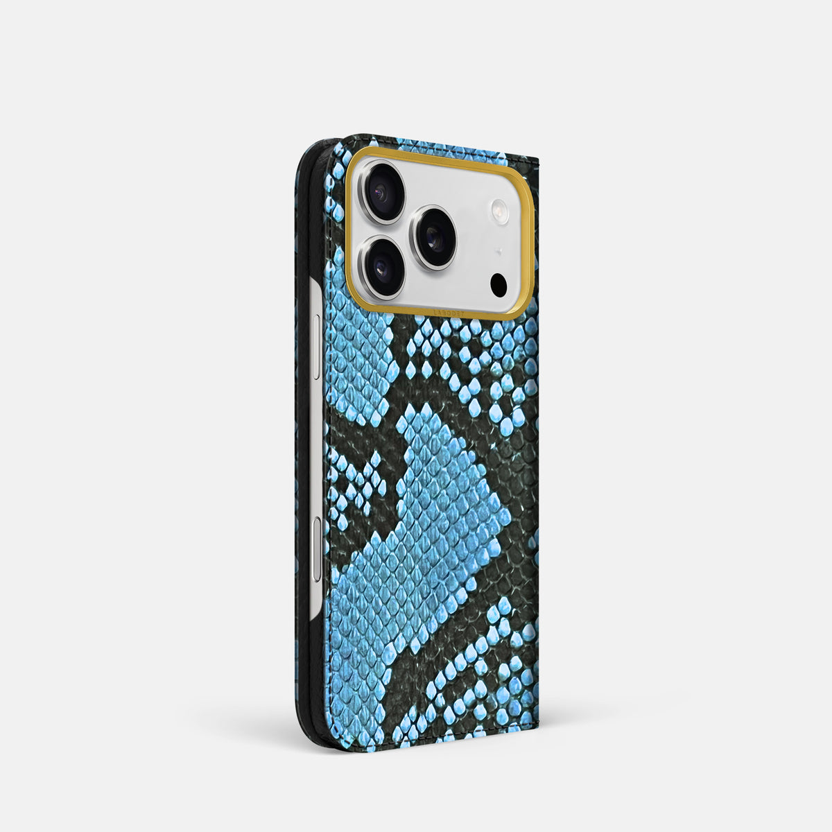 Folio Case For iPhone 17 Pro In Deluxe Python -1 | Pacific-Blue-Gold