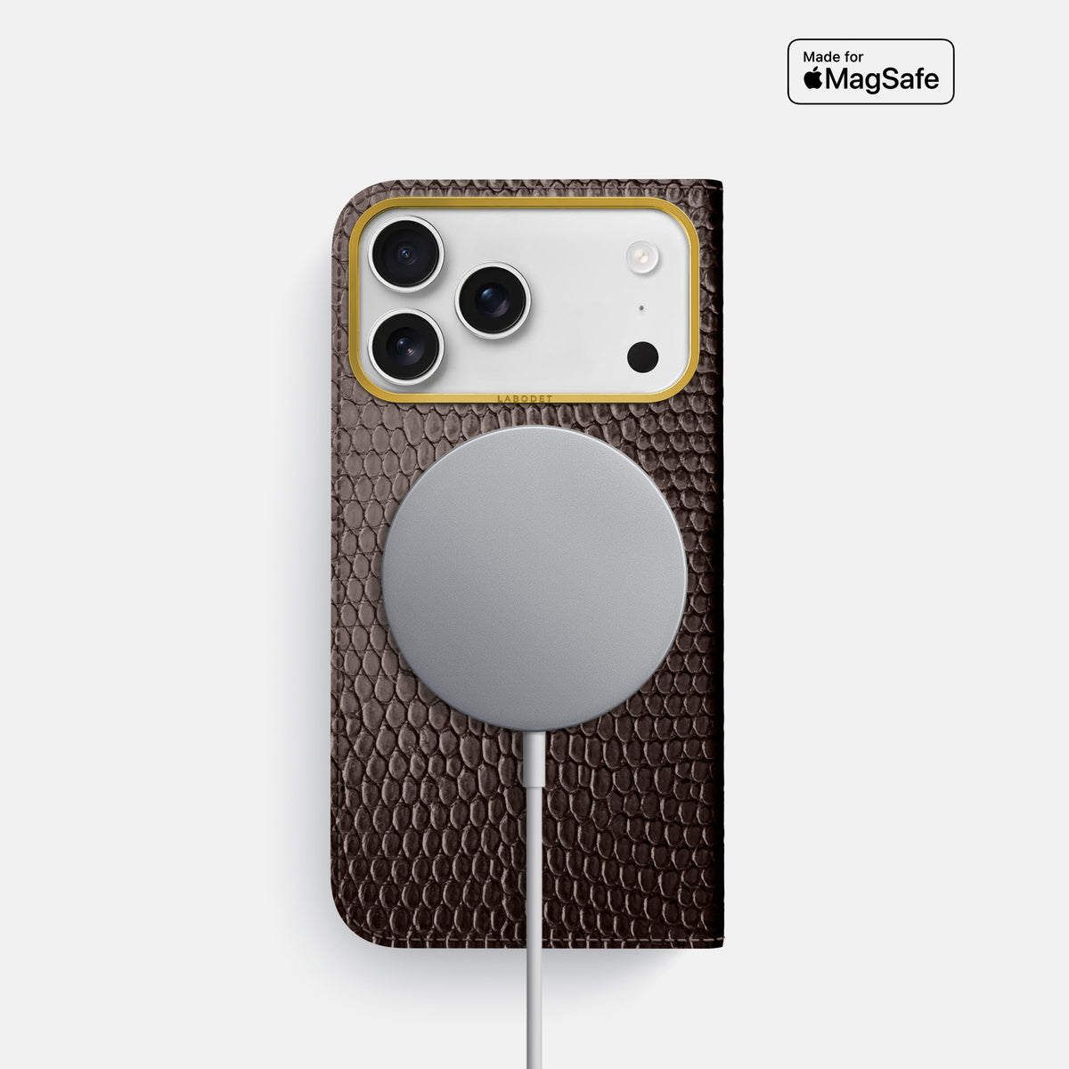 Folio Case For iPhone 17 Pro In Lizard -3 | Brown-Gold
