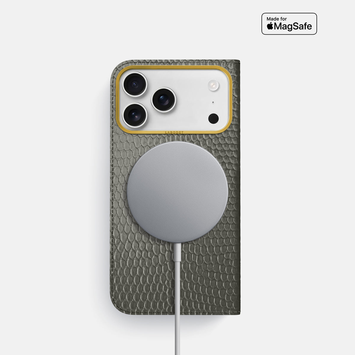Folio Case For iPhone 17 Pro In Lizard -3 | Grey-Gold