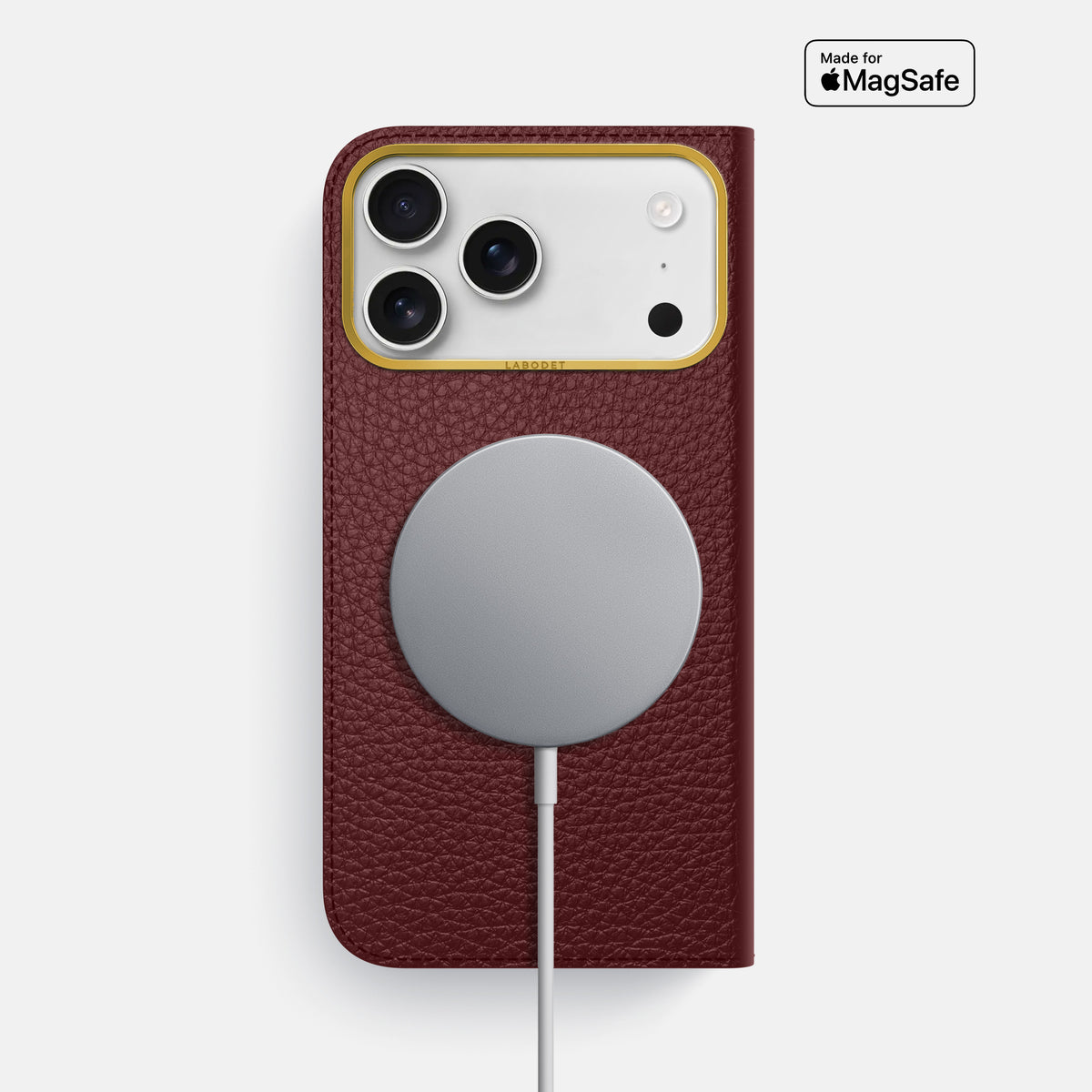 Folio Case For iPhone 17 Pro Max In Calf -3 | Bordeaux-Gold