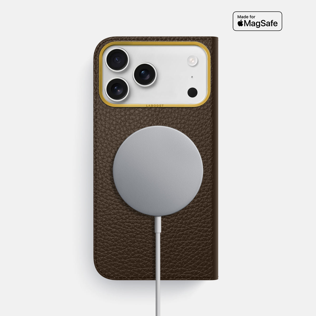 Folio Case For iPhone 17 Pro Max In Calf -3 | Dark-Brown-Gold