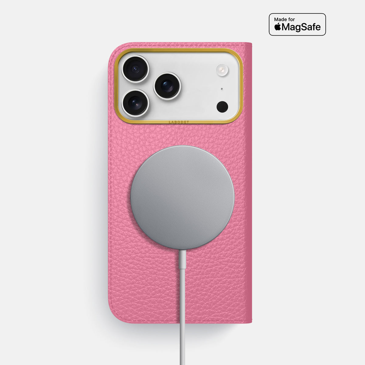 Folio Case For iPhone 17 Pro Max In Calf -3 | Pink-Gold