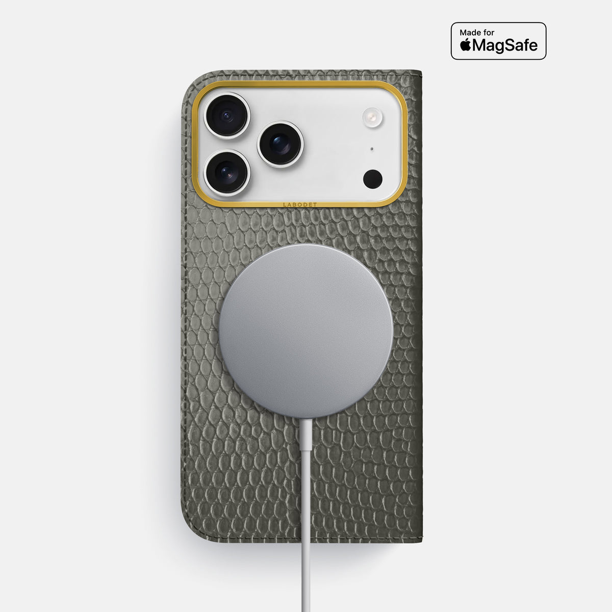 Folio Case For iPhone 17 Pro Max In Lizard -3 | Grey-Gold