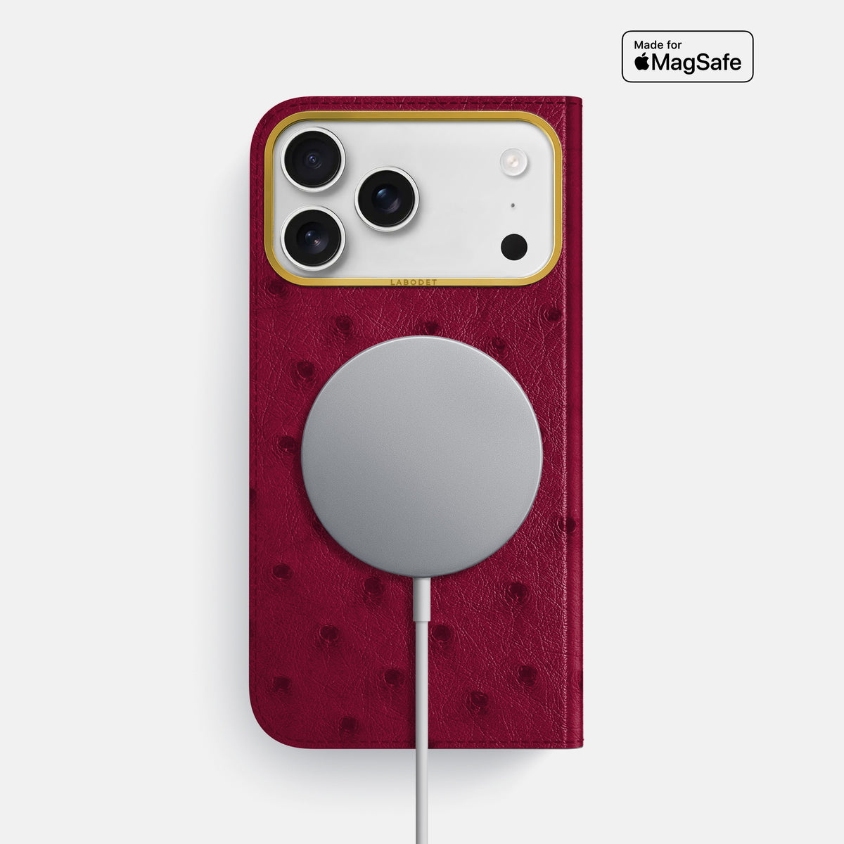 Folio Case For iPhone 17 Pro Max In Ostrich -3 | Bordeaux-Gold