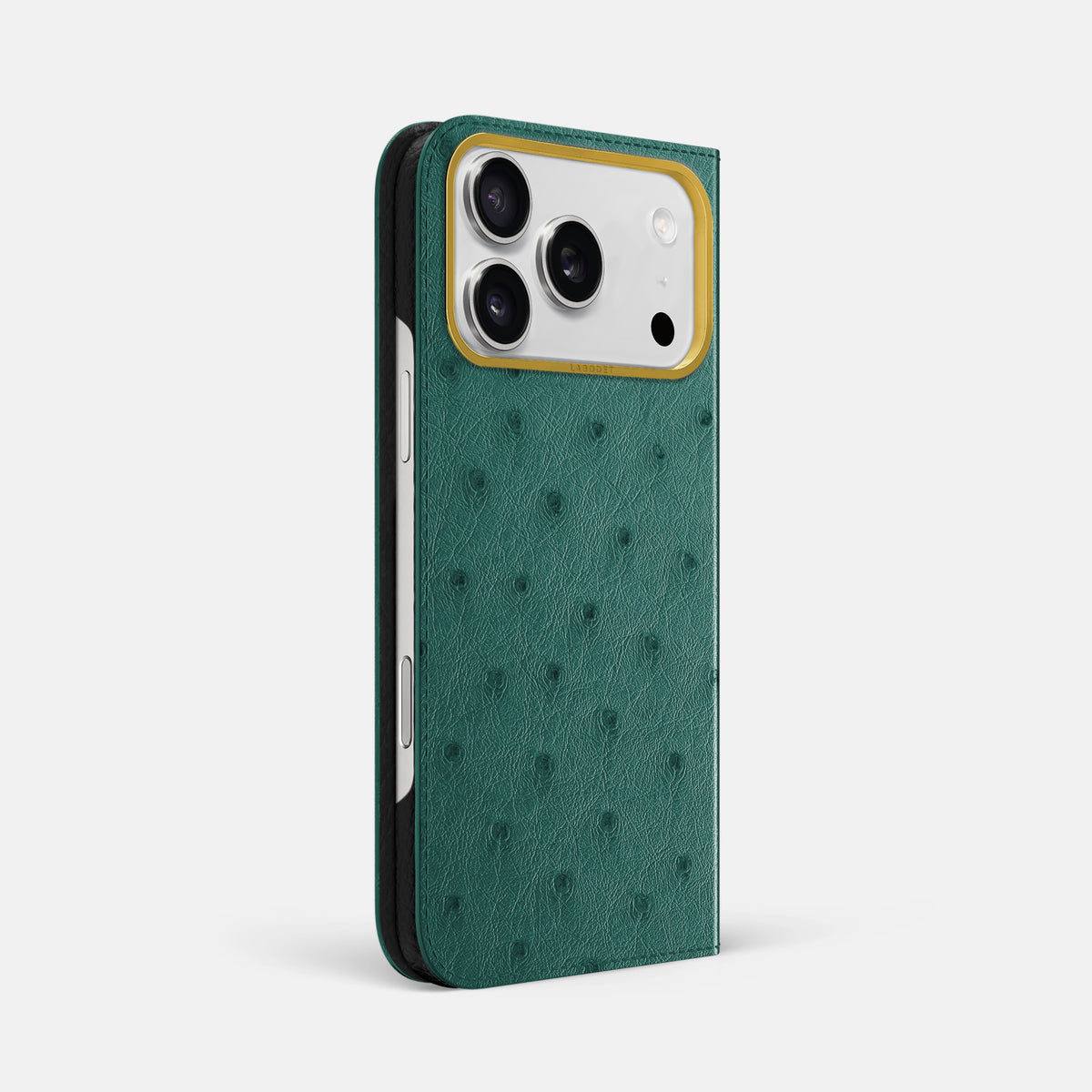 Folio Case For iPhone 17 Pro Max In Ostrich -1 | Forest-Green-Gold
