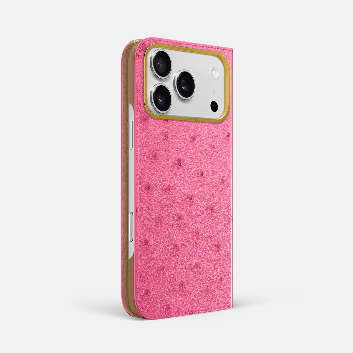 Folio Case For iPhone 17 Pro Max In Ostrich -1 | Pink-Gold