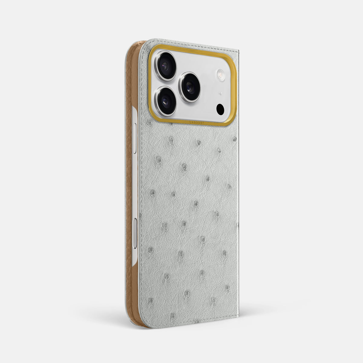Folio Case For iPhone 17 Pro Max In Ostrich -1 | White-Gold