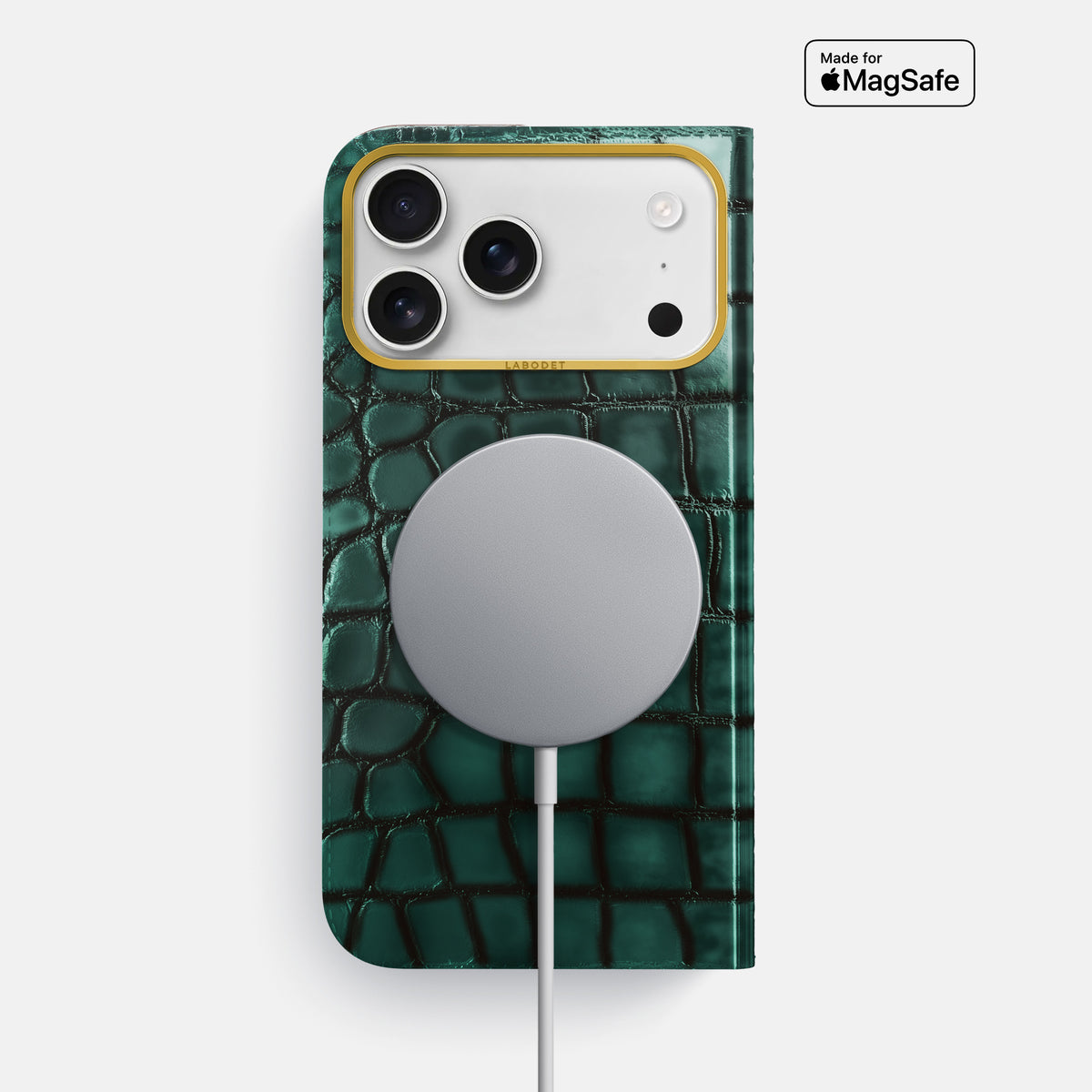 Folio Case For iPhone 17 Pro Max In Patina Alligator -3 | Green-Gold