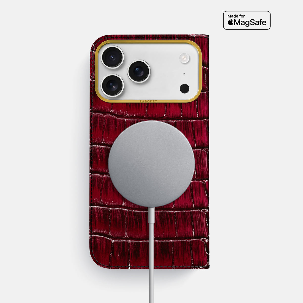 Folio Case For iPhone 17 Pro Max In Patina Alligator -3 | Havana-Burgundy-Gold