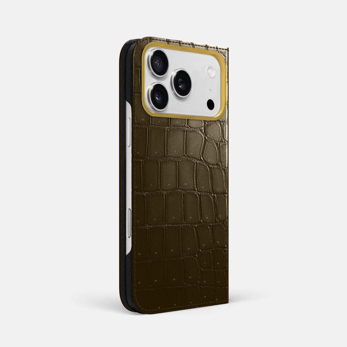 Folio Case For iPhone 17 Pro Max In Porosus Crocodile -1 | Bronze-Gold