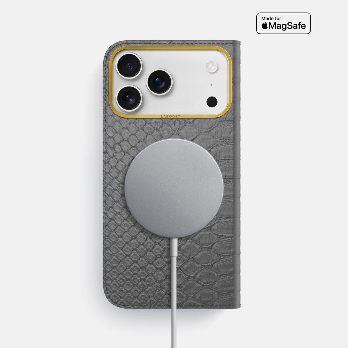 Folio Case For iPhone 17 Pro Max In Python -3 | Grey-Gold