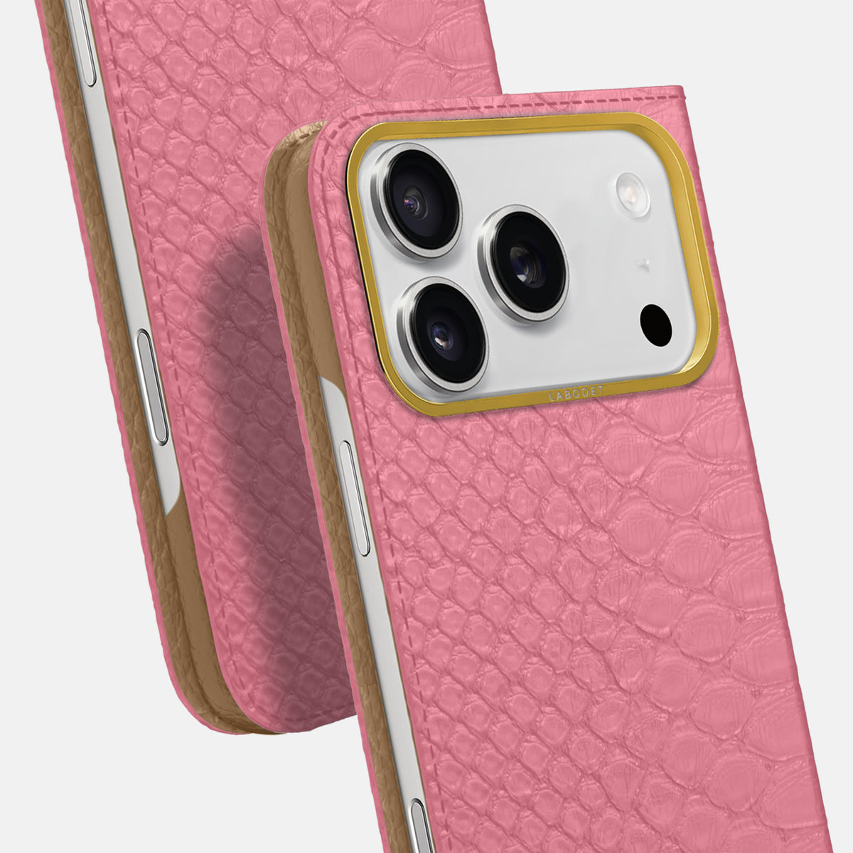 Folio Case For iPhone 17 Pro Max In Python -5 | Pink-Gold