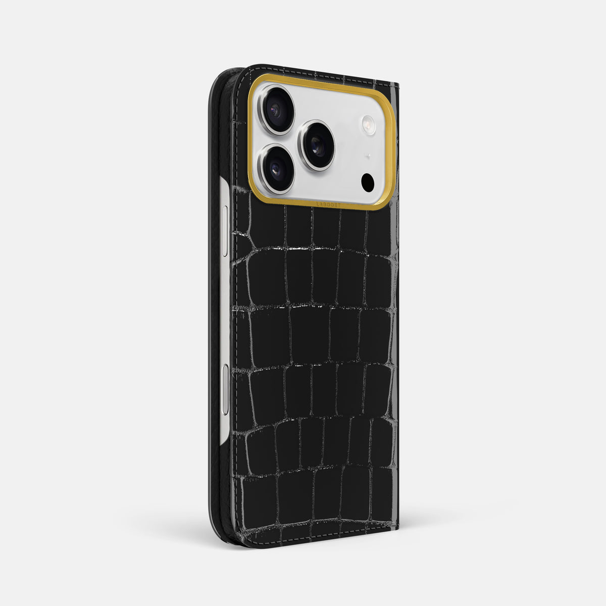 Folio Case For iPhone 17 Pro Max In Shiny Alligator -1 | Black-Gold